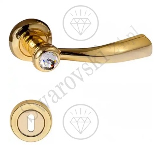 Klamka Elika Crystal 108 z szyldem na klucz OZ - pozłacana