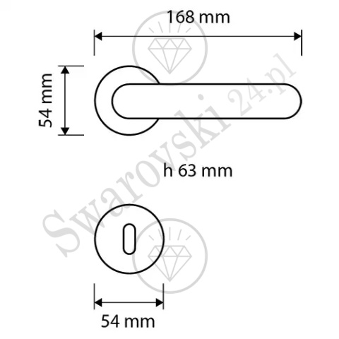 Klamka Elika Crystal 108 z szyldem na klucz OZ - pozłacana