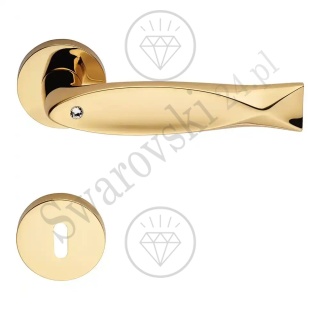 Klamka Fish Crystal 023 z szyldem na klucz OZ - pozłacana