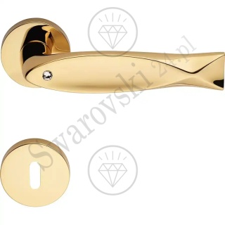Klamka Fish Crystal 023 z szyldem na klucz OZ - pozłacana