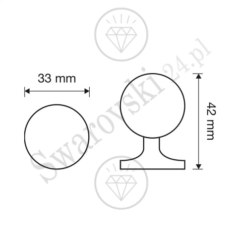 SOGNO OZ 33 mm gałka meblowa z kryształem Swarovski®