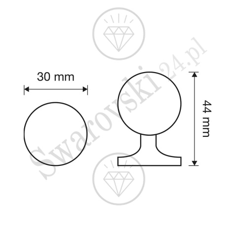 CRYSTAL CR 30 mm gałka meblowa z kryształem Swarovski®