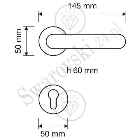 Klamka Cosmic 103 z szyldem na wkładkę OZ - pozłacana