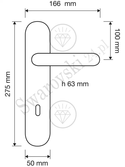 Klamka Elika Crystal 991PL z otworem na klucz OZ - pozłacana