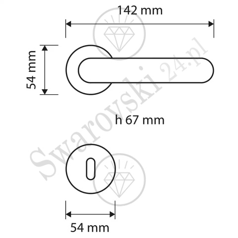 Klamka Madame Crystal 112 z szyldem na klucz OF - złoto francuskie