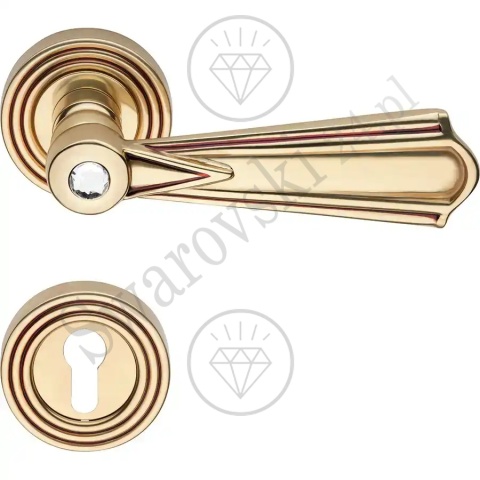 Klamka Madame Crystal 112 z szyldem na wkładkę OF - złoto francuskie