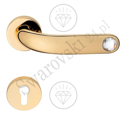 Klamka Point Crystal 023 z szyldem na wkładkę OZ - pozłacana