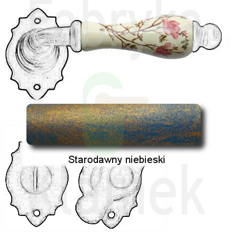 Klamka Paris 2601 z blokadą WC, porcelana kremowa kwiat brzoskwini Klamka Paris 2601 z blokadą WC, porcelana kremowa kwiat brzoskwini