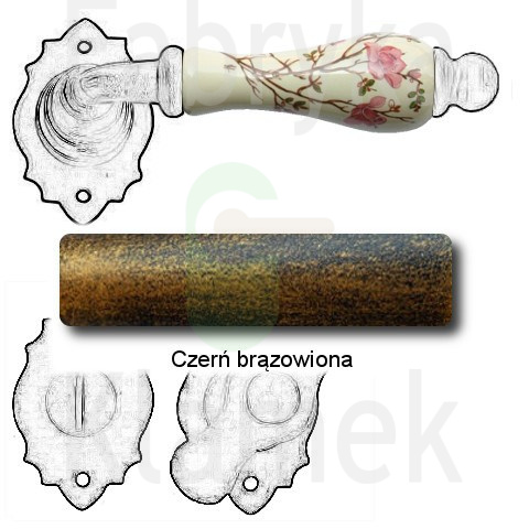 Klamka Paris 2601 z blokadą WC, porcelana kremowa kwiat brzoskwini Klamka Paris 2601 z blokadą WC, porcelana kremowa kwiat brzoskwini