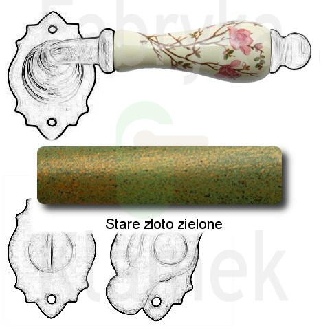 Klamka Paris 2601 z blokadą WC, porcelana kremowa kwiat brzoskwini Klamka Paris 2601 z blokadą WC, porcelana kremowa kwiat brzoskwini