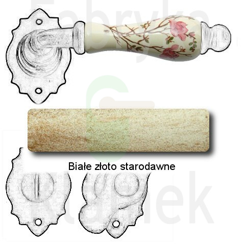 Klamka Paris 2601 z blokadą WC, porcelana kremowa kwiat brzoskwini Klamka Paris 2601 z blokadą WC, porcelana kremowa kwiat brzoskwini