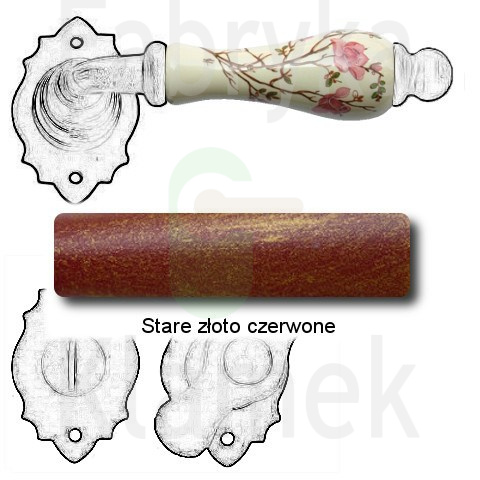 Klamka Paris 2601 z blokadą WC, porcelana kremowa kwiat brzoskwini Klamka Paris 2601 z blokadą WC, porcelana kremowa kwiat brzoskwini