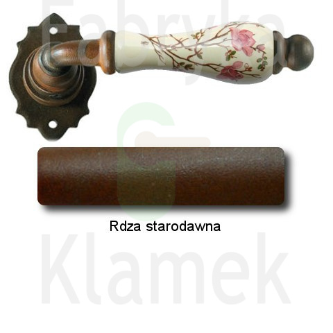 Klamka Paris 2601 bez dolnej rozety, porcelana kremowa kwiat brzoskwini Klamka Paris 2601 bez dolnej rozety, porcelana kremowa kwiat brzoskwini